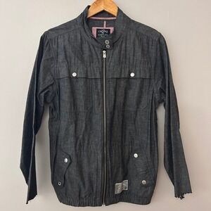 Crooks & Castles Mens Small Chambray Denim Jacket Charcoal Lightweight Coat